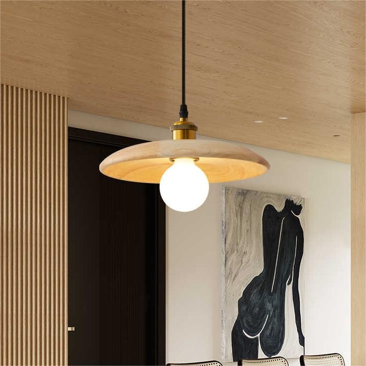 Japanese Wabi-Sabi Wooden Pendant Light S06