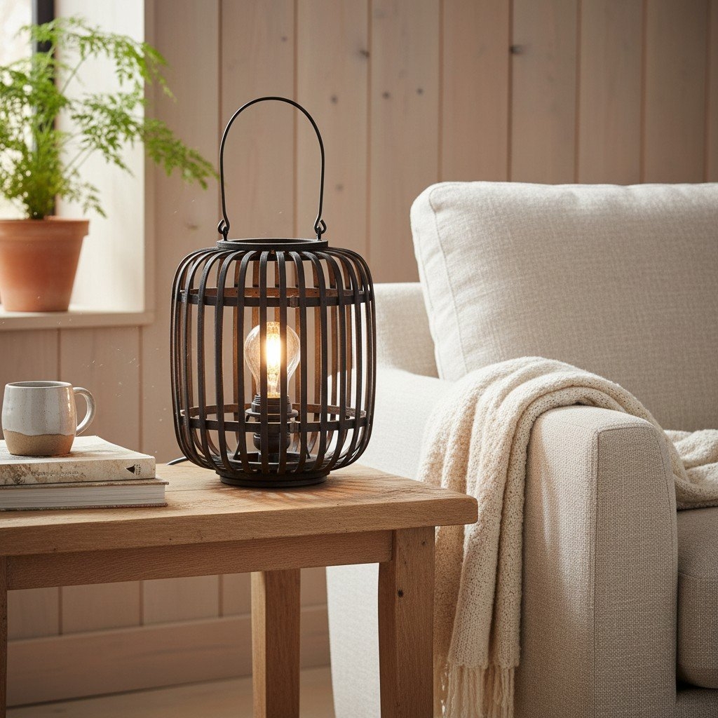 Yumeko Ambient Table Lamp - Open Bamboo Cage Design Stylish and Eco Friendly for Living & Bedroom T988