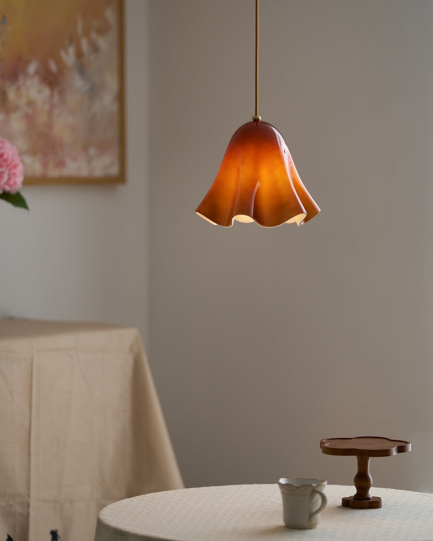 Bellina Wavy Edge Glass Pendant - French Style Light for Kitchen T279
