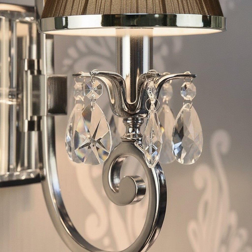 Talonis Luxury Crystal Wall Sconce - Chrome Finish Frame for Bedrooms and Home Décor T965