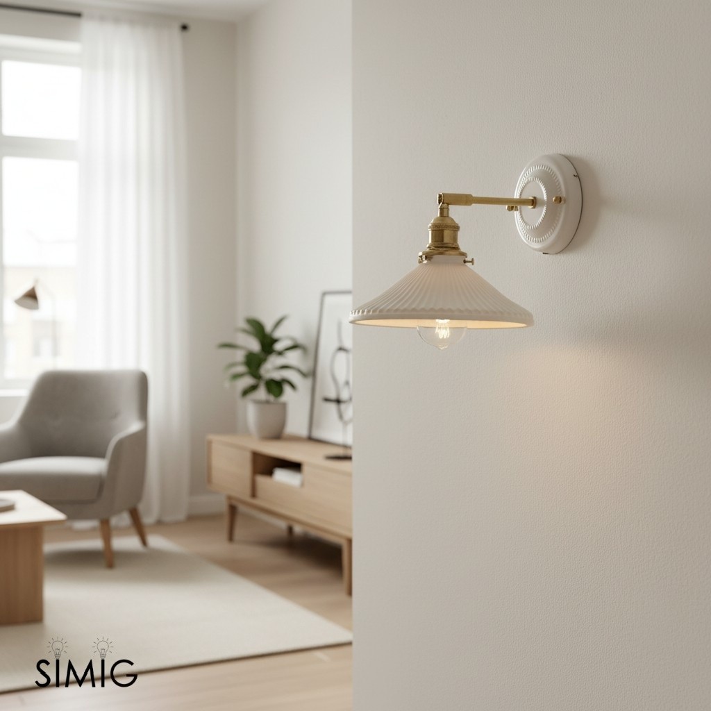 Vintage Ceramic & Brass Wall Sconce – Elegant Lighting for Bedrooms & Hallways T265
