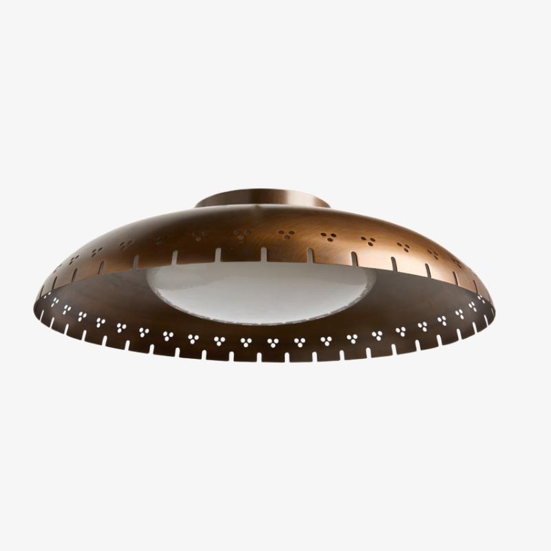 Lustrona Vintage Brass Flush Mount Light - Burnished Metal Ceiling Light for Living Room T689