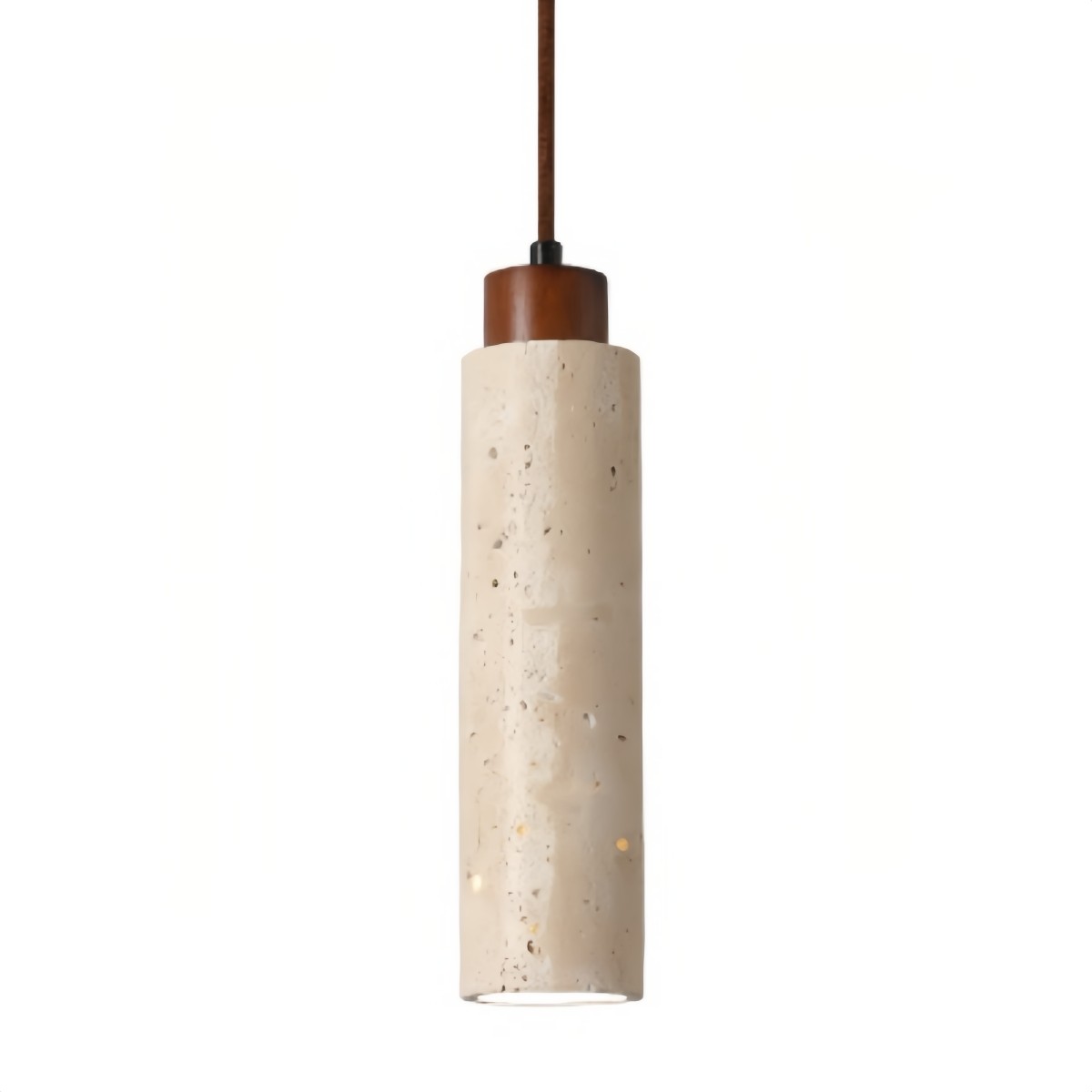 Minimalist Beige Travertine Cylinder Pendant Light S268