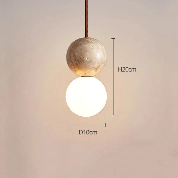 Travertine Stone Cream Retro Minimalist LED Pendant Light T2137