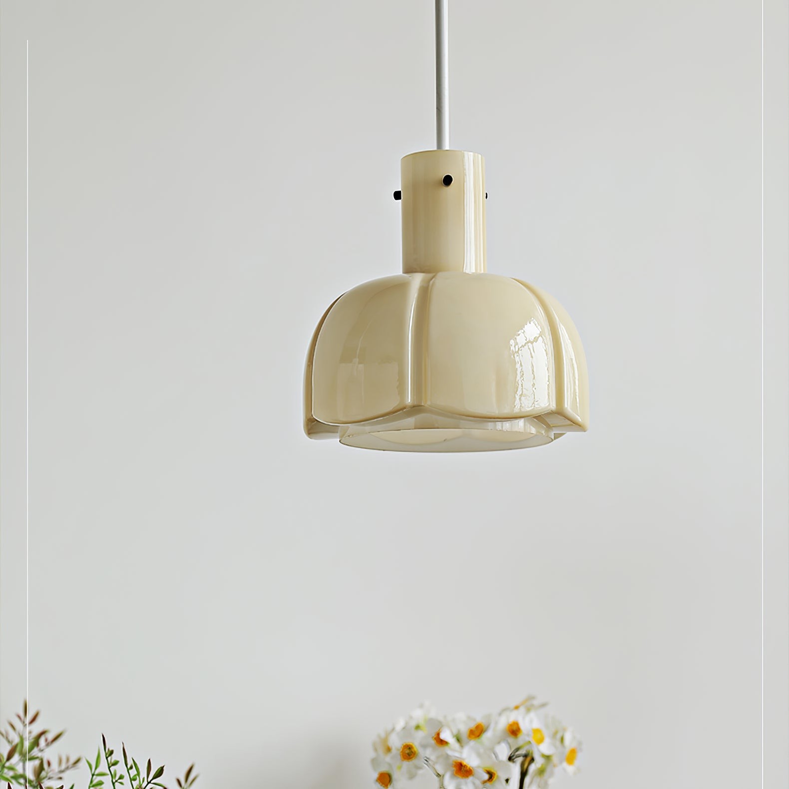 French Pastoral Style Petal Glass Pendant Light M23