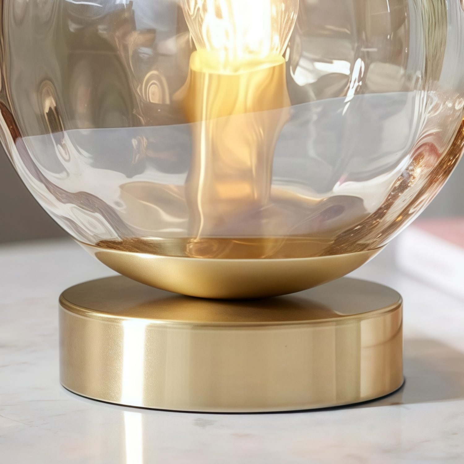 Tracian Modern Dimple Globe Table Lamp - Brass Ambient Decorative Lamp for Bedroom or Lounge T1049