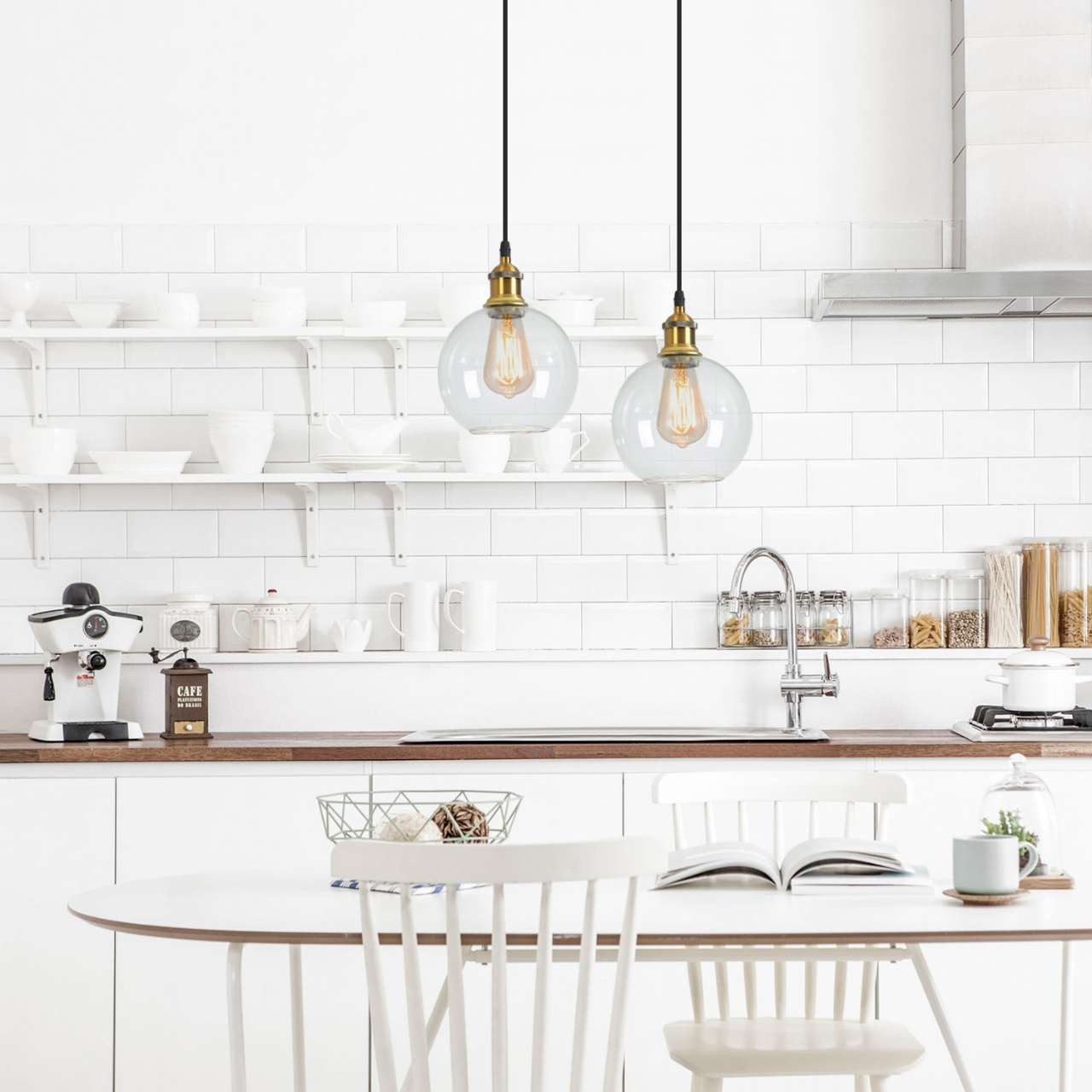 Nordic Vintage Glass Globe Pendant Lamp S128