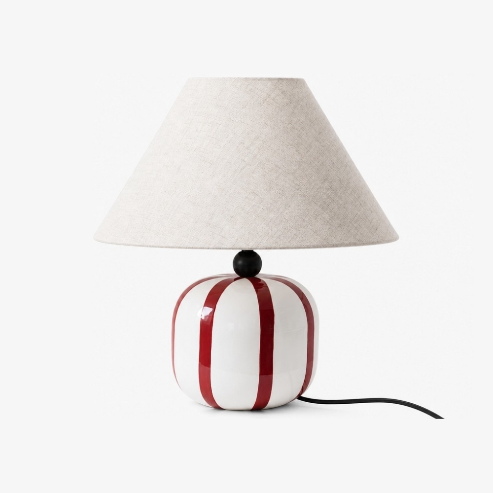 Ceruna Ceramic Table Lamp with Fabric Lampshade - Modern Minimalist Fixture for Reading or Lounge Areas T2281