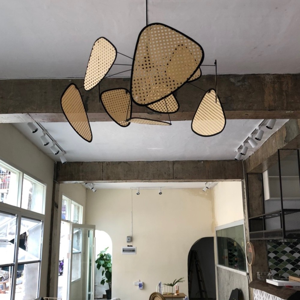 Screen Cannage Pendant Light - Woven Rattan Design for Living Room
