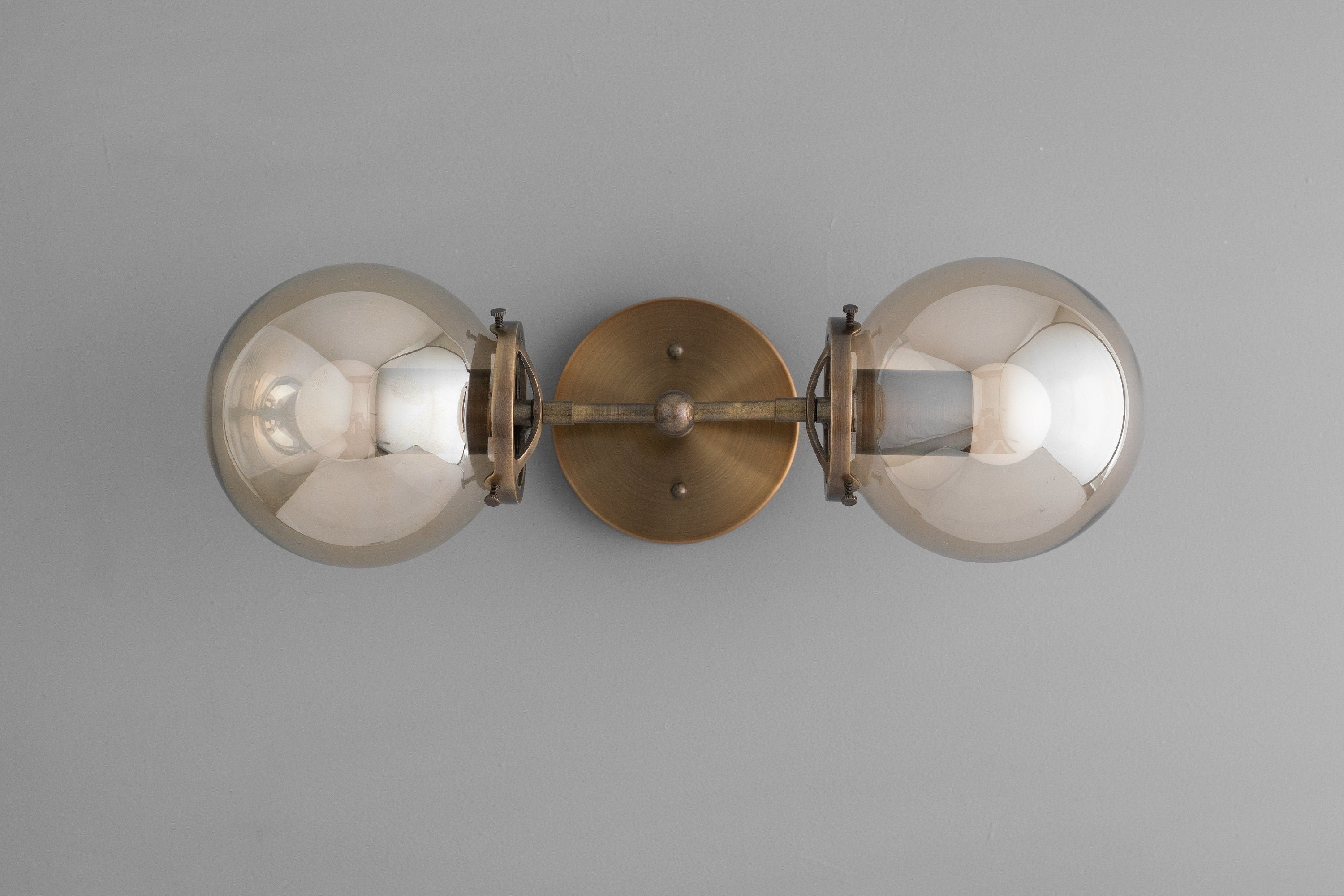 Lumio Globe Double Globe Vanity Wall Light - Rustic Farmhouse Bathroom Wall Fixture T336