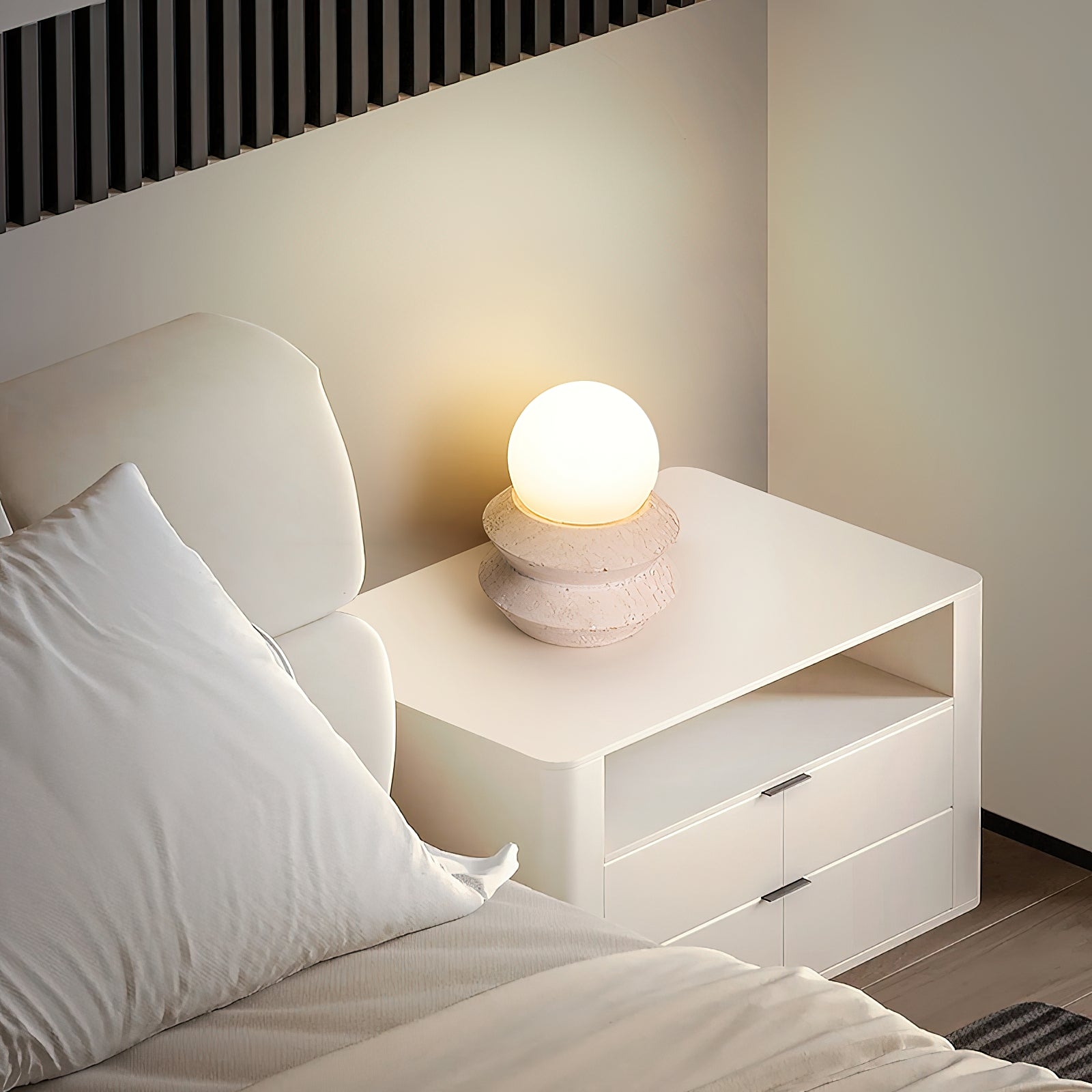 Fin Travertine Table Lamp (Built-in Battery) T1884