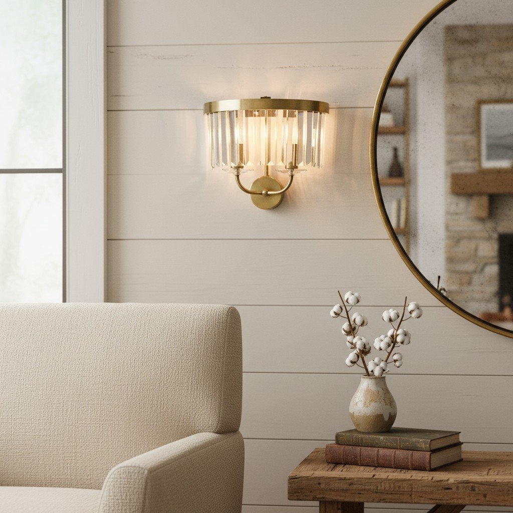 Beveline Faceted Clear Cut Glass Wall Light - Classic Metal Sconce for Hallway and Living Room T886