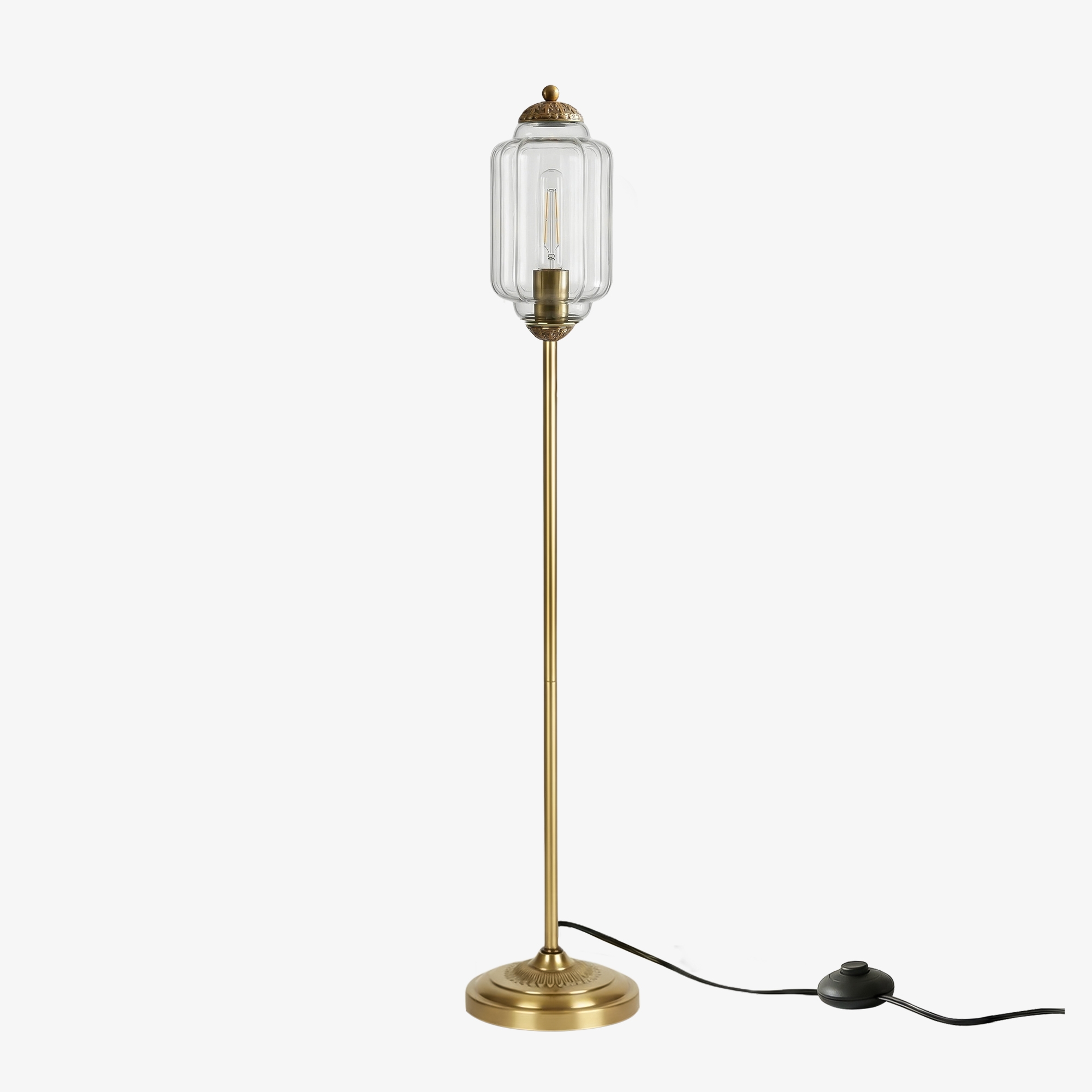 Eloise Pumpkin Glass Floor Lamp - Retro Lighting for Living Room T1169