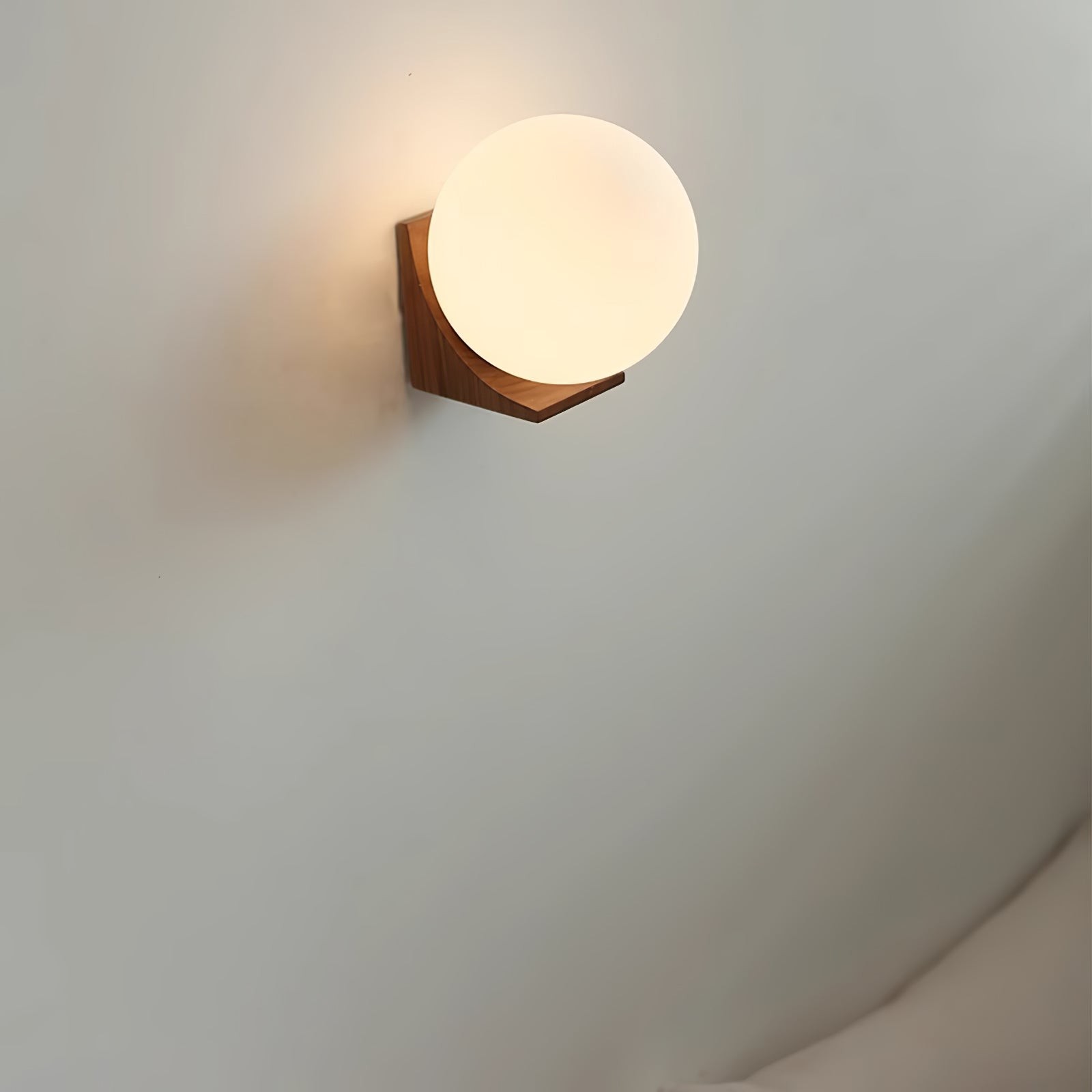 Minimalist Wooden Geometric Bracket Glass Globe Wall Lamp M371