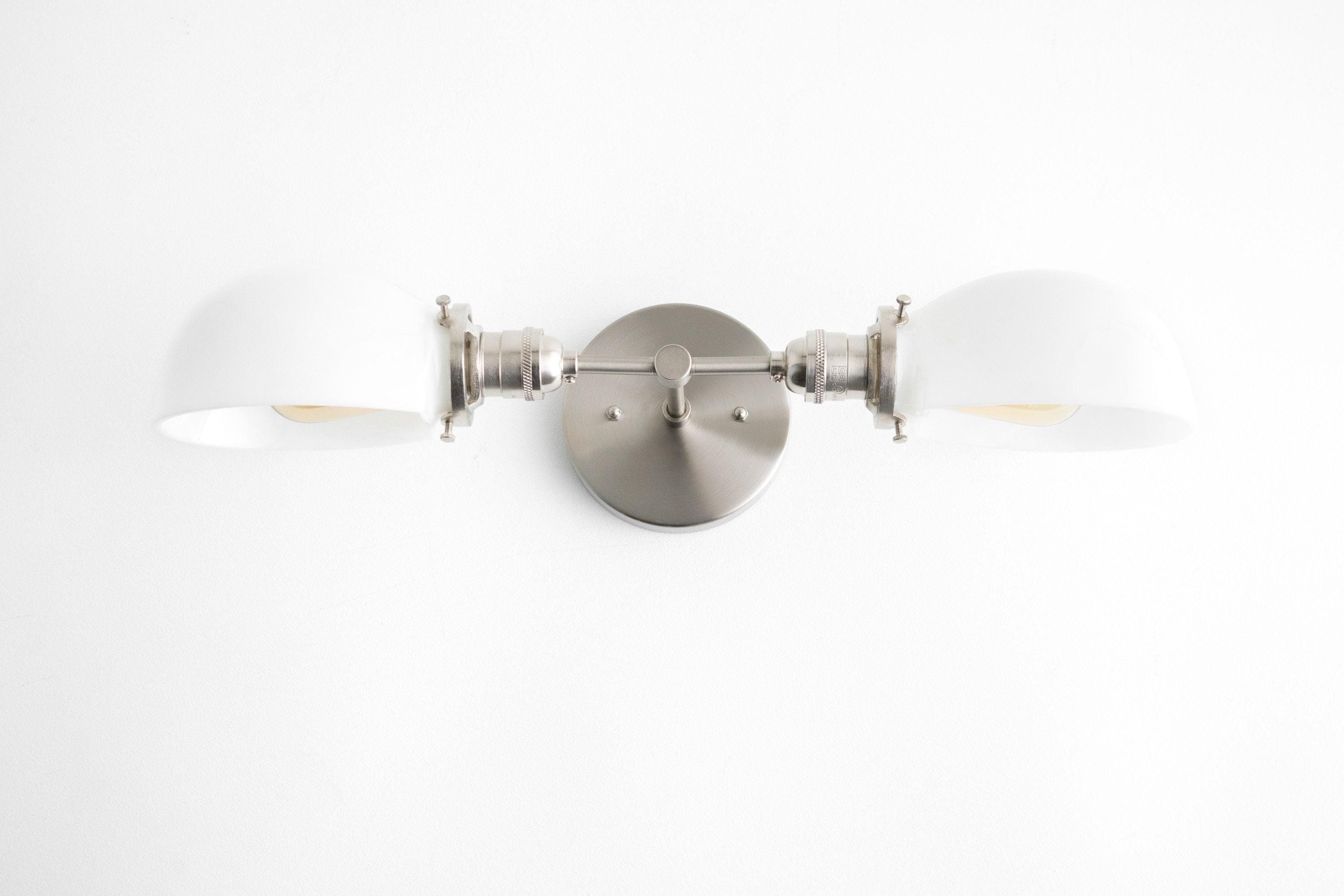 Ornato Luxe Mid-Century Vanity Light - Brass Bathroom Fixture with Opal Glass T326