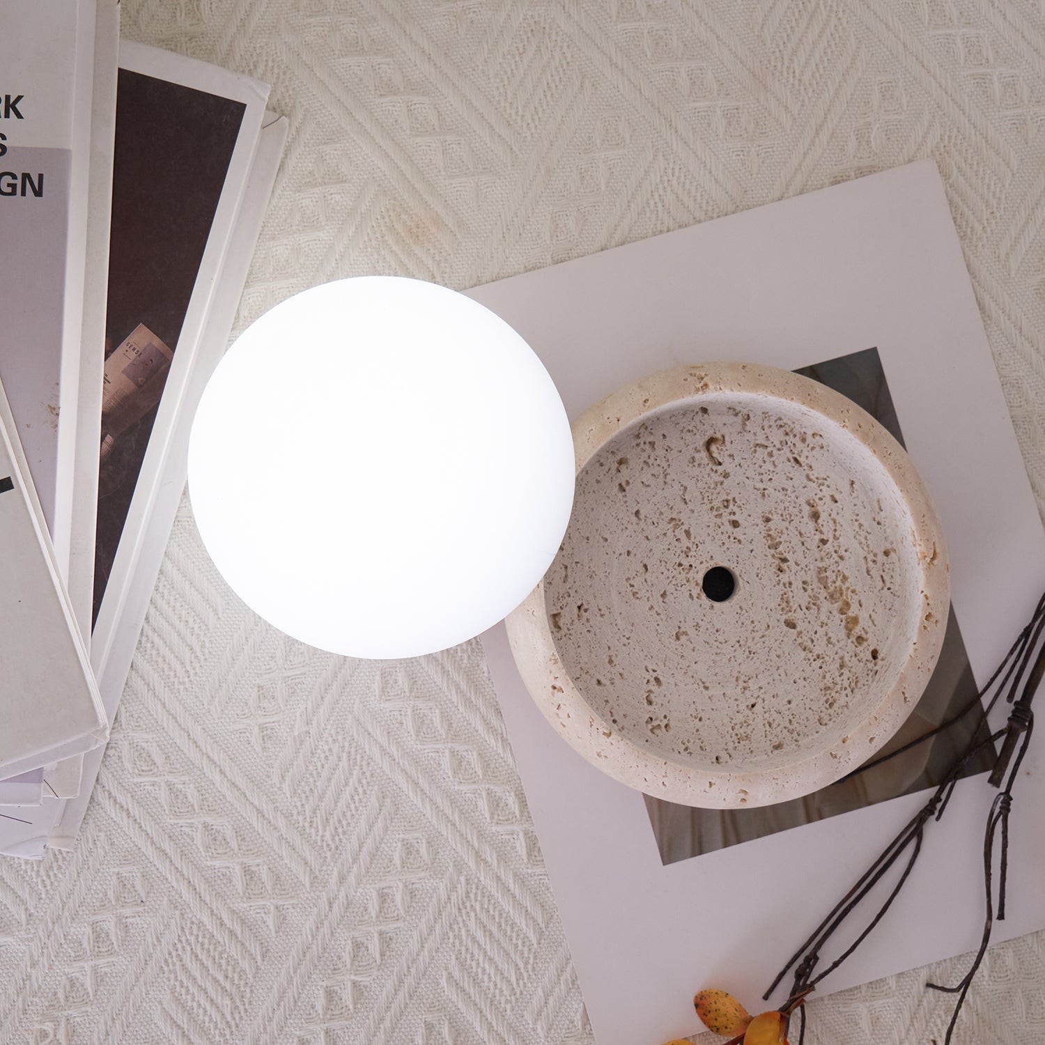 Modern Travertine Cute Mini Orb Table Lamp G40