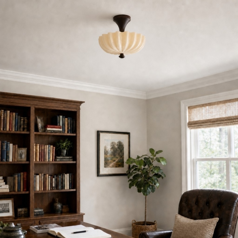 Durnic Cream Style Ceiling Light - French Vintage Flush Mount Ceiling Light for Bedroom T2277
