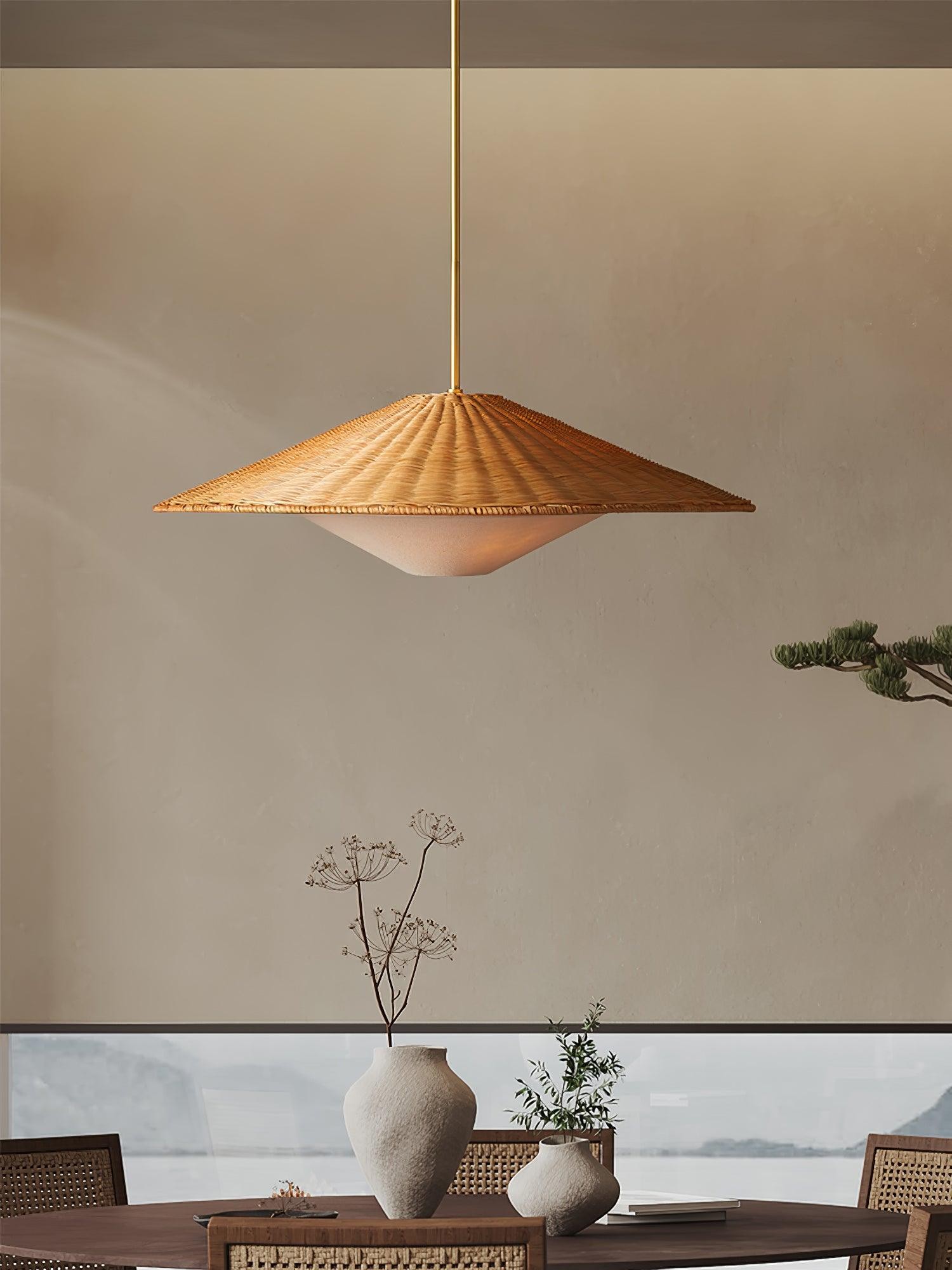 Rattan Hat Pendant Light Suitable For Living Room M513