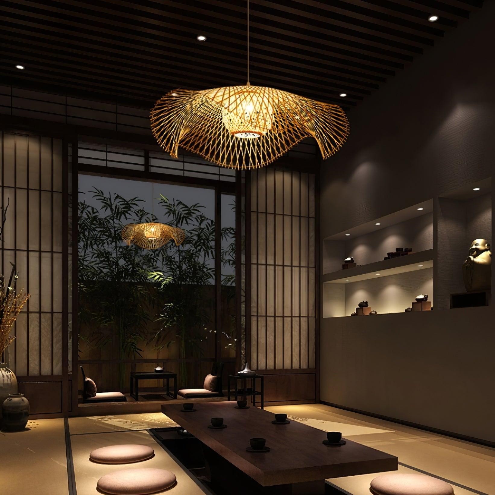 Bamboo Lotus Leaf Pendant Lamp P004