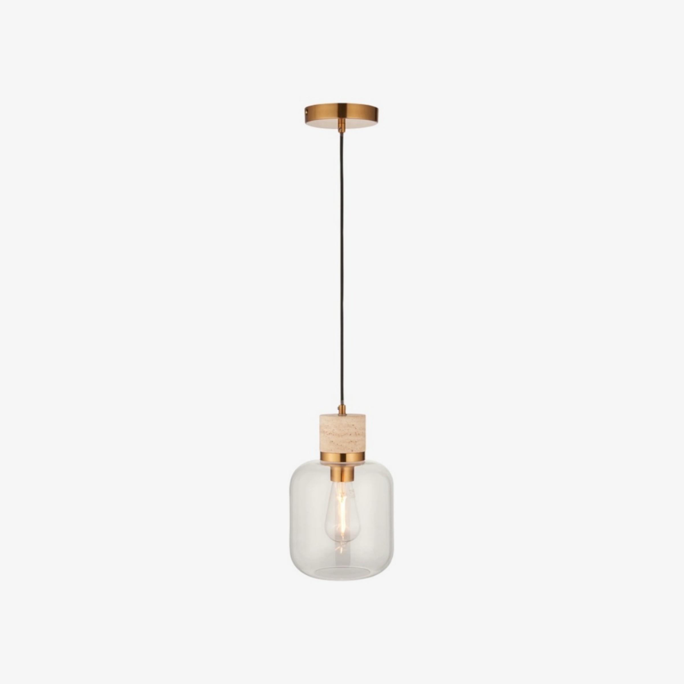 Korlisse Natural Stone and Glass Pendant Light - Stylish Lamp for Lounge or Living Room T929