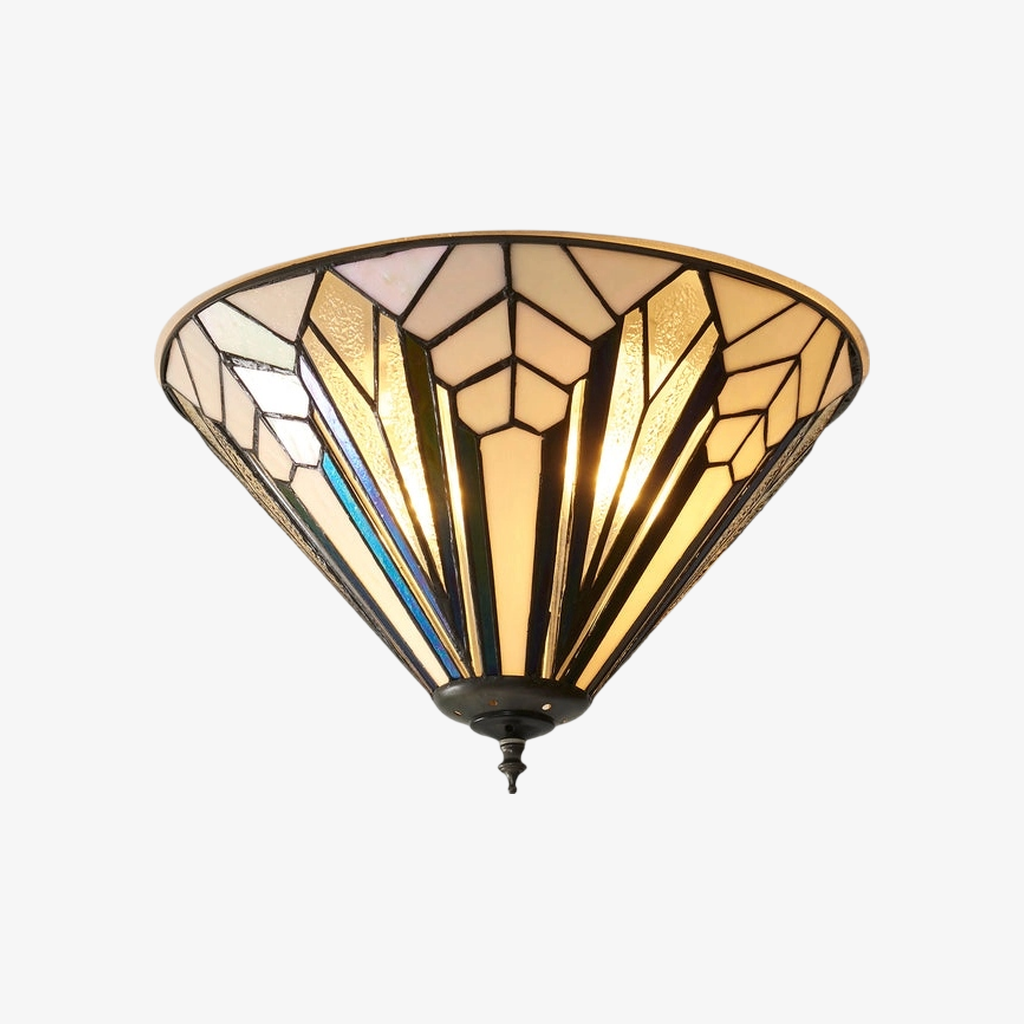 TF Astoria Modern Deco Flush Mount Ceiling Light with Textured Glass - Elegant Home Lighting Fixture T1043