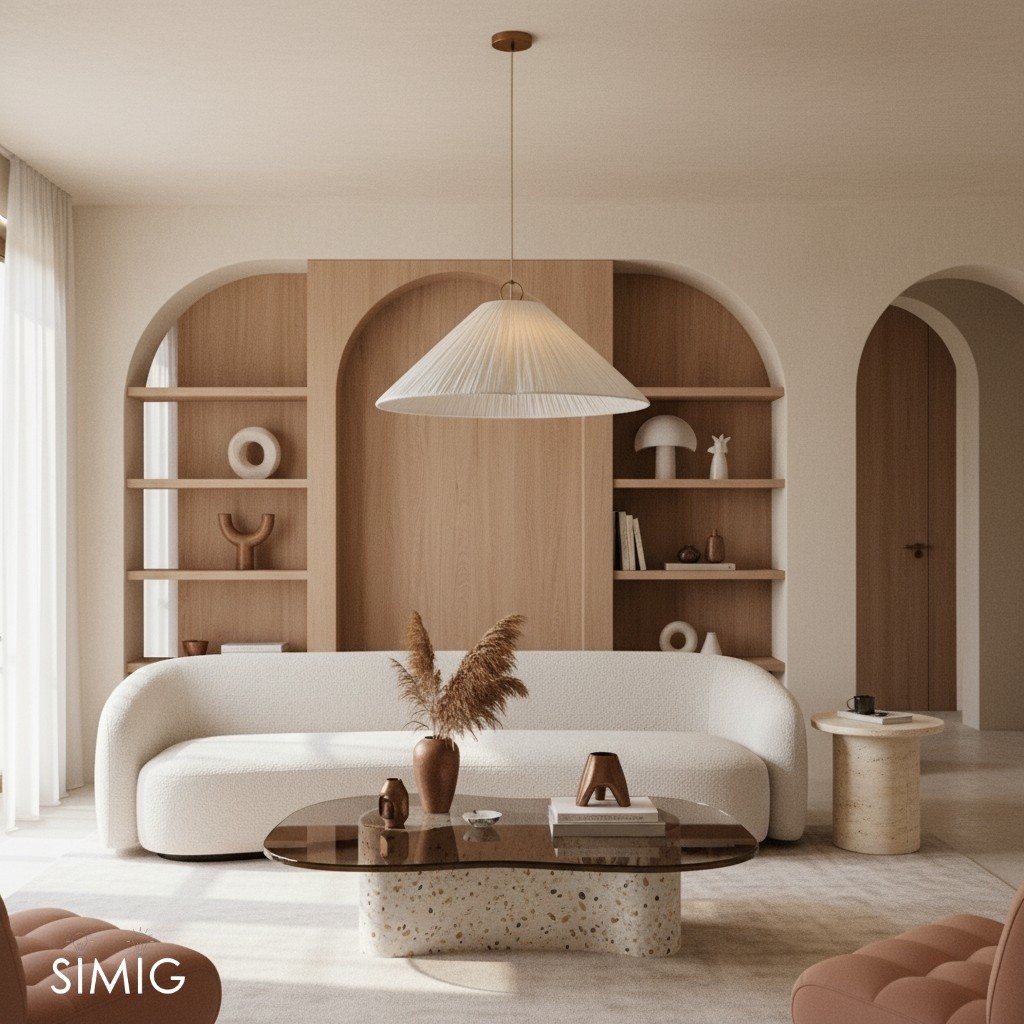 Lindi Luminella Oversized Scalloped Pendant Light in Bronze & Linen for Living Room T445