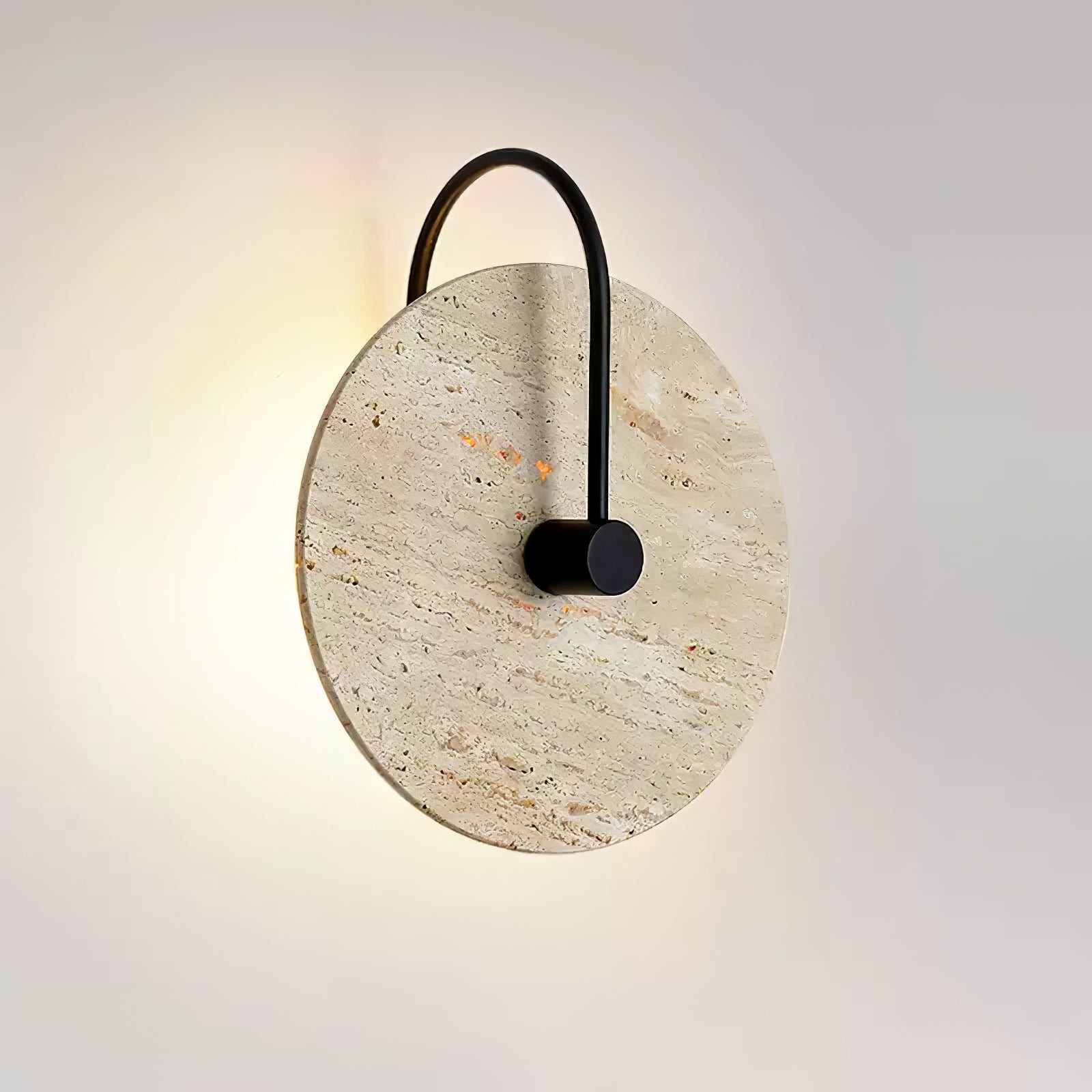 Simple Clock-Shaped Travertine Wall Lamp M509