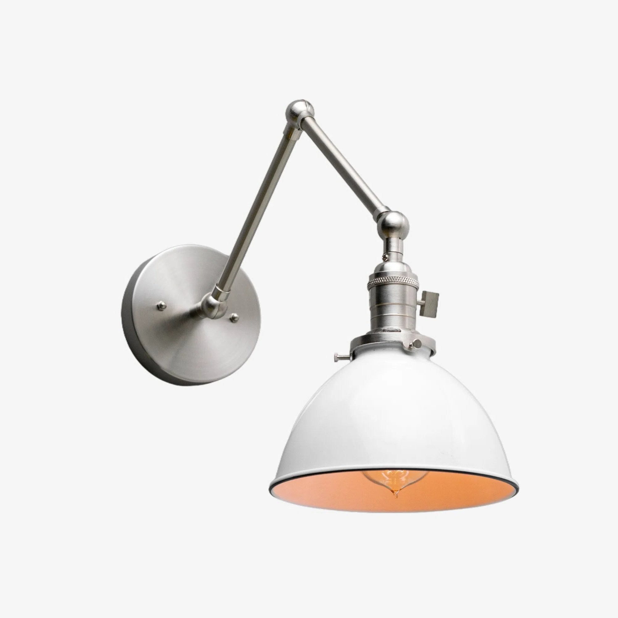 Conique Metal Vintage Industrial Swing Arm Wall Lamp - Adjustable Dome Shade for Study T313