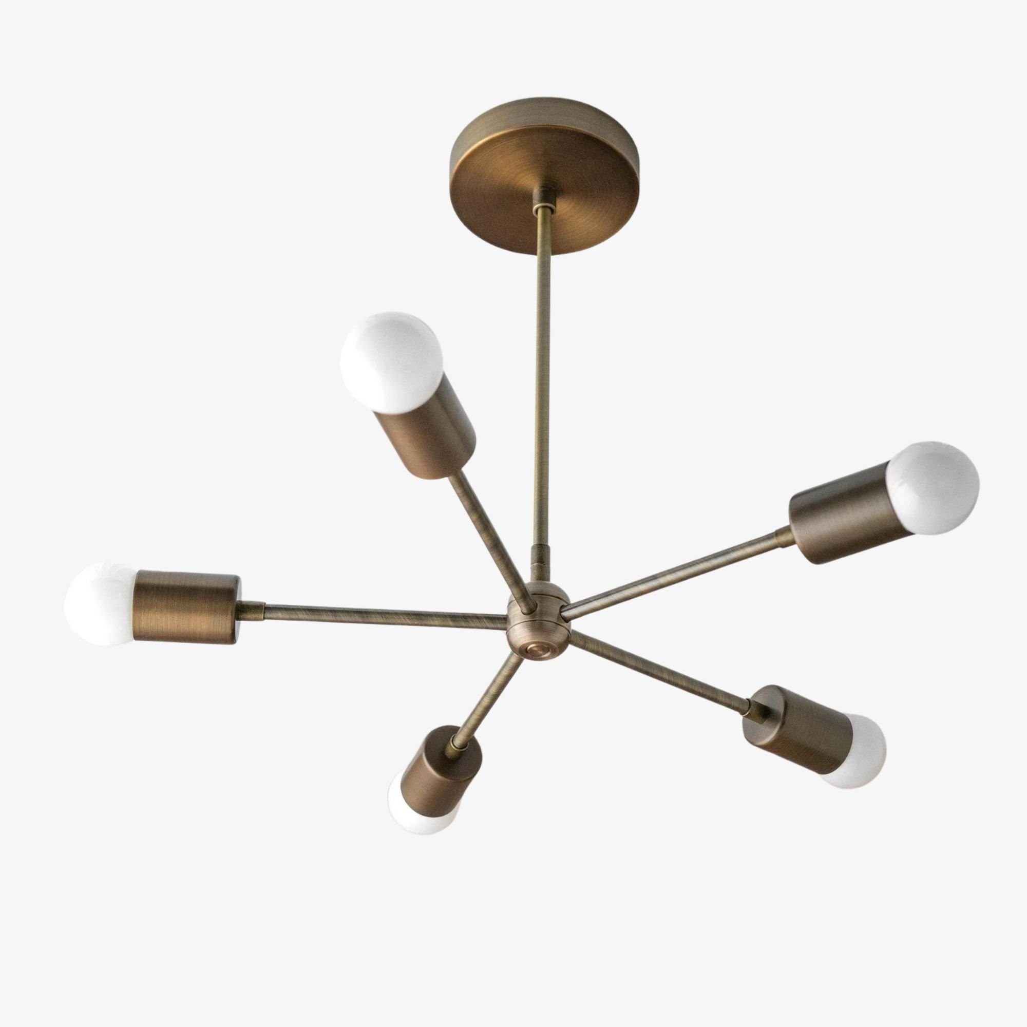 Mobilux Line Mid Century Gold Sputnik Chandelier - Geometric Brass Fixture T325