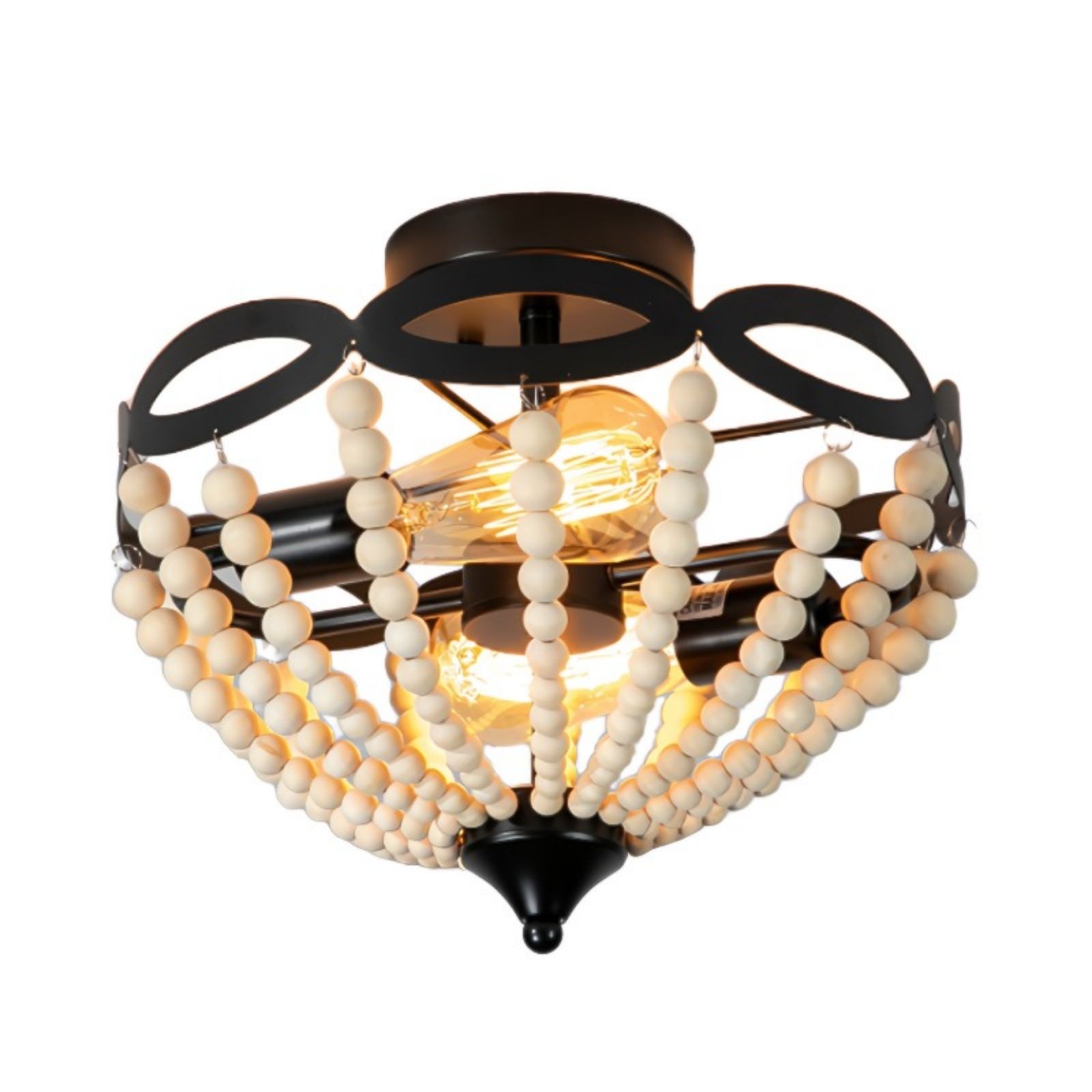 Retro Rustic Metal Wooden Beads Ceiling Lamp S150