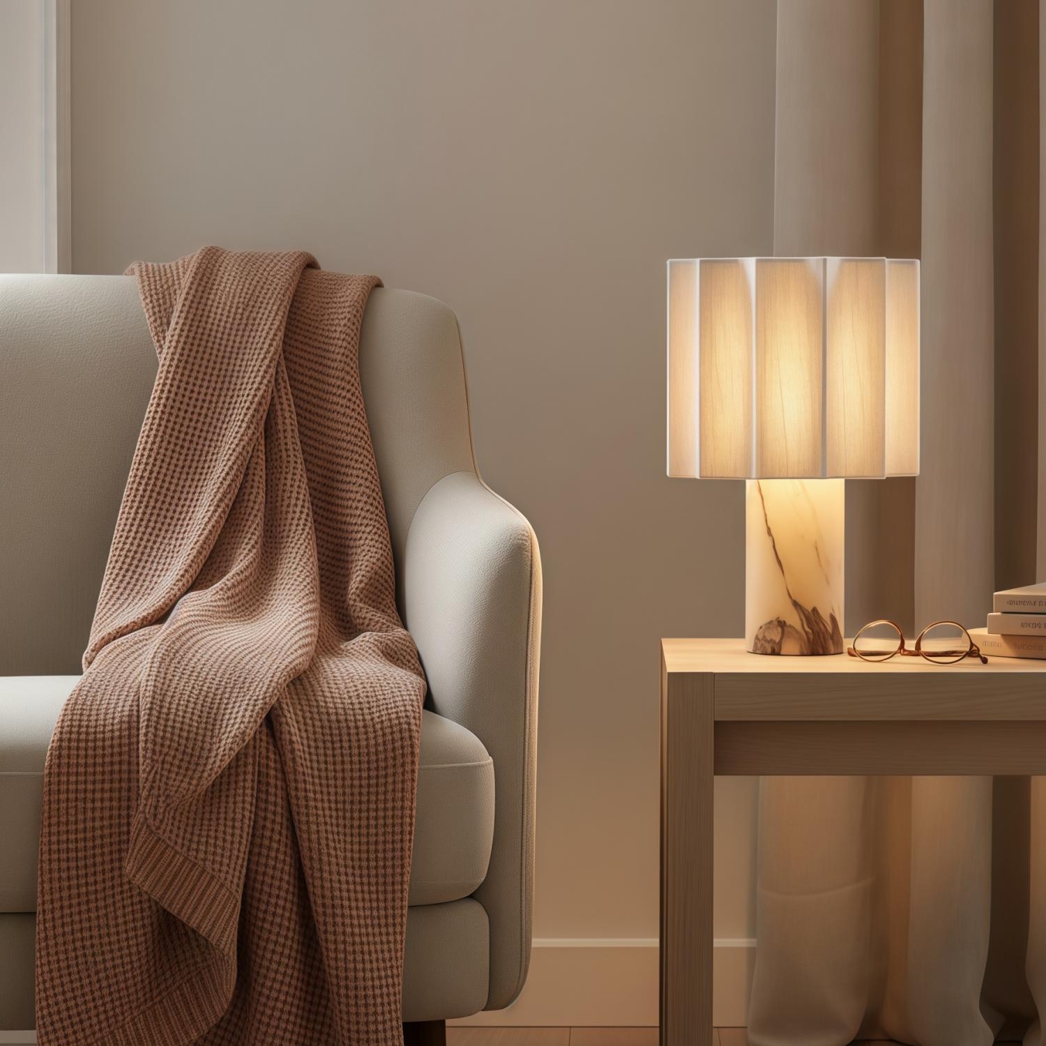 Cavilon Wide Fan Shade Table Lamp – Elegant Ambient Light for Interior T476