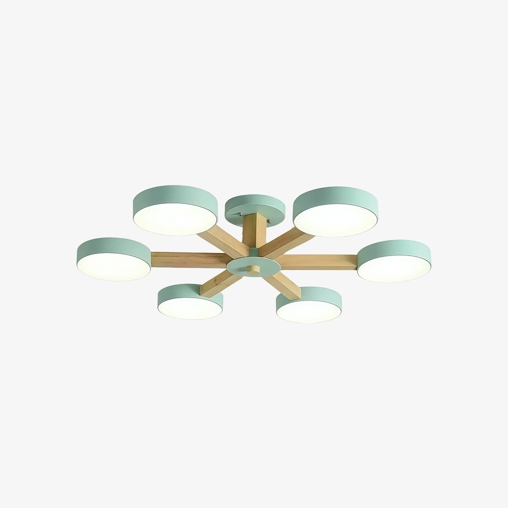Elegant Wood Branch Ceiling Lamp - LED Disc Chandelier for Living Room or Bedroom S388
