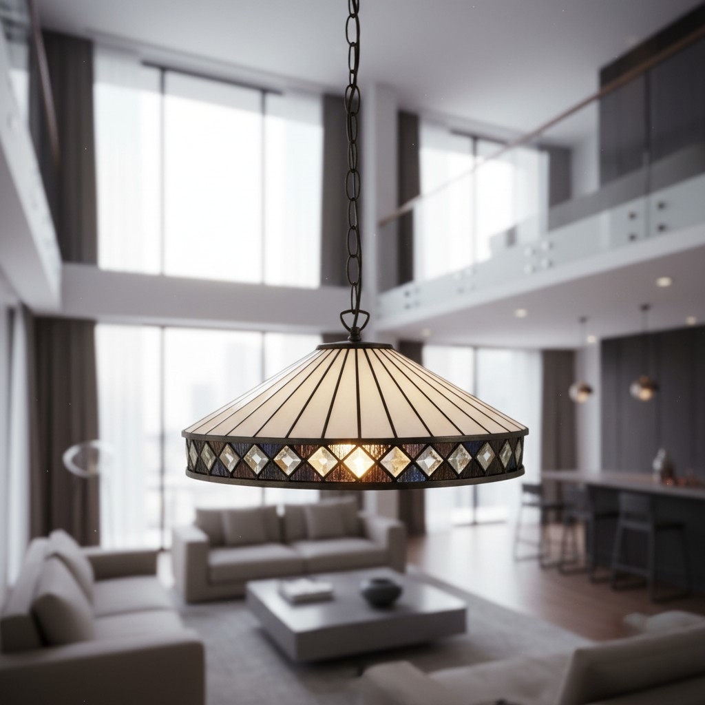 TF Fargo Pendant Light - Tiffany Style Lighting with an Art Deco Shade and Adjustable Chain T970