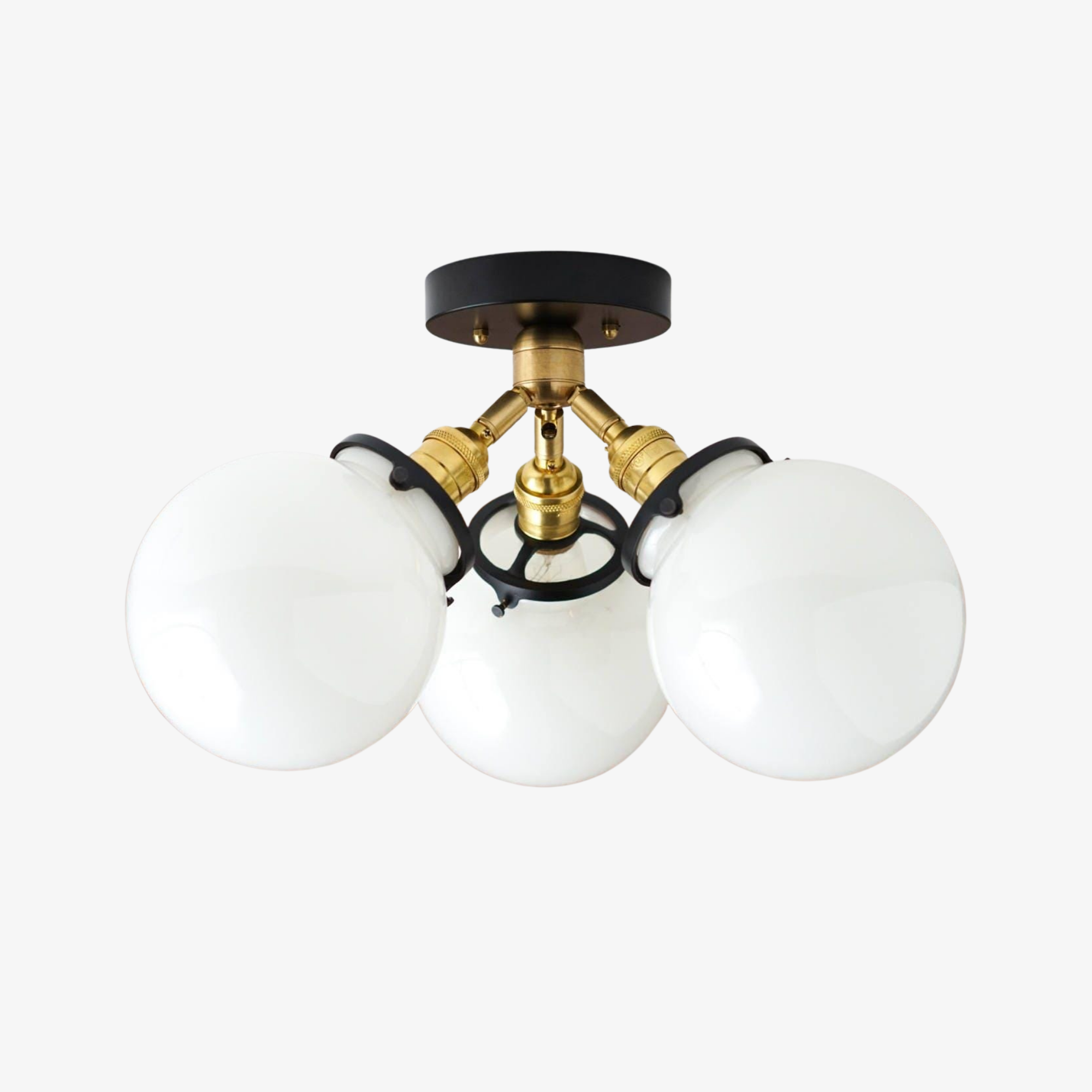 Glorica Glass Globe Light - Mid Century Semi Flush Ceiling Lamp T373
