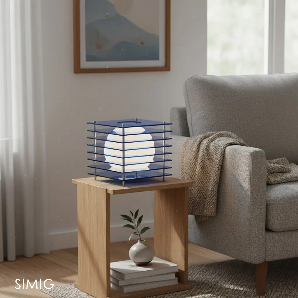 Geometric Moon Cube Lamp – Atmospheric luminous sphere S252