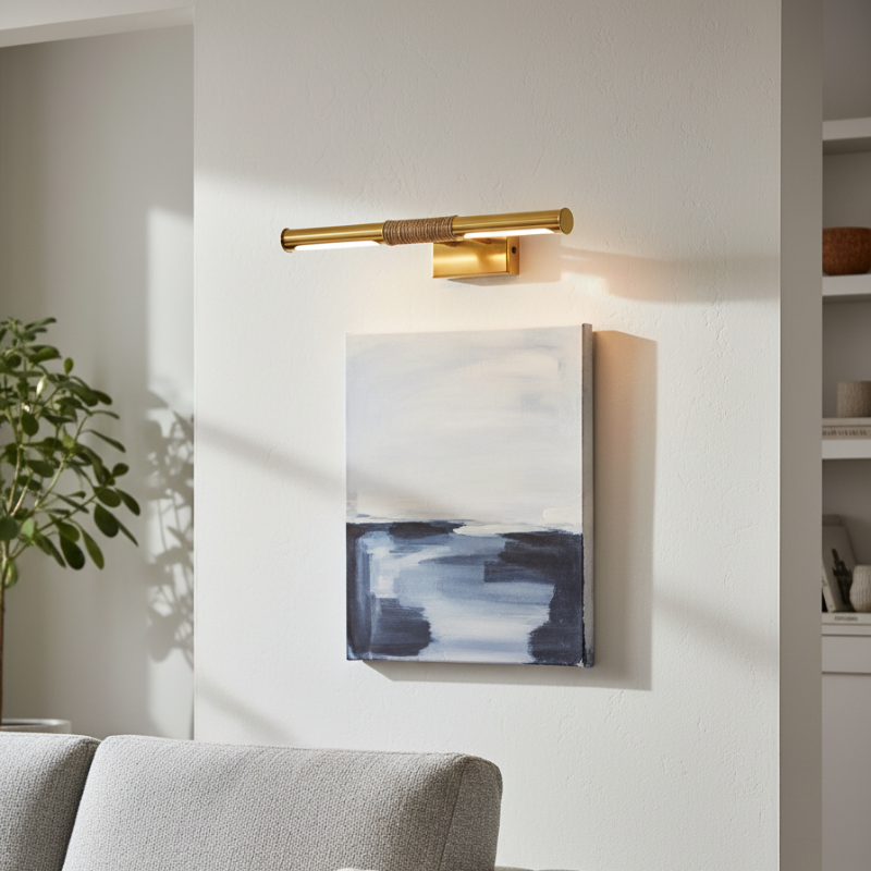 Aurix Picture Light - Slim Wrapped‑Center Bar Design Metal Finish Wall Lamp for Gallery T602