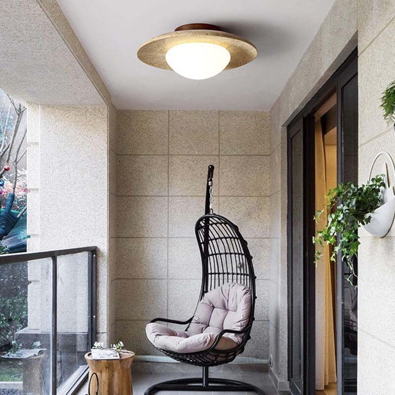 Natural Stone Travertine Ceiling Light - Minimalist Cylindrical Lamp G31