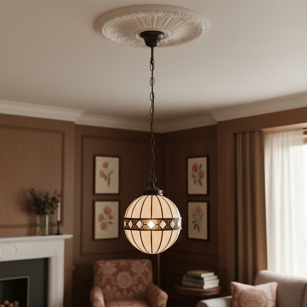 TF Fargo Tiffany Style Globe Pendant - Handcrafted Art Glass Sphere Light for Kitchen Island T1033