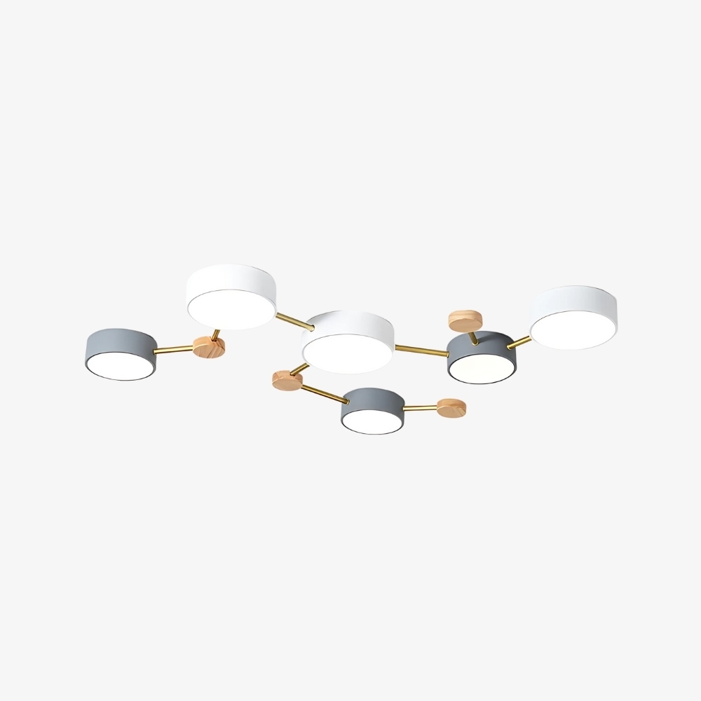 Contemporary LED Ceiling Lamp - Nordic Circle with Wood Branches for Bedroom S382