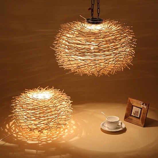 Simple Bird's Nest Creative Rattan Pendant Light