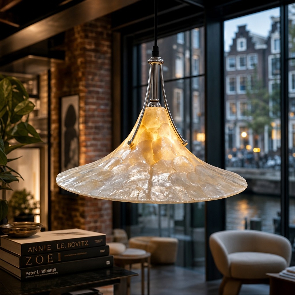 Lunavera Artistic Capiz Shell Hanging Light Contemporary Minimalist Hanging Lamp for Multiple Rooms T2199