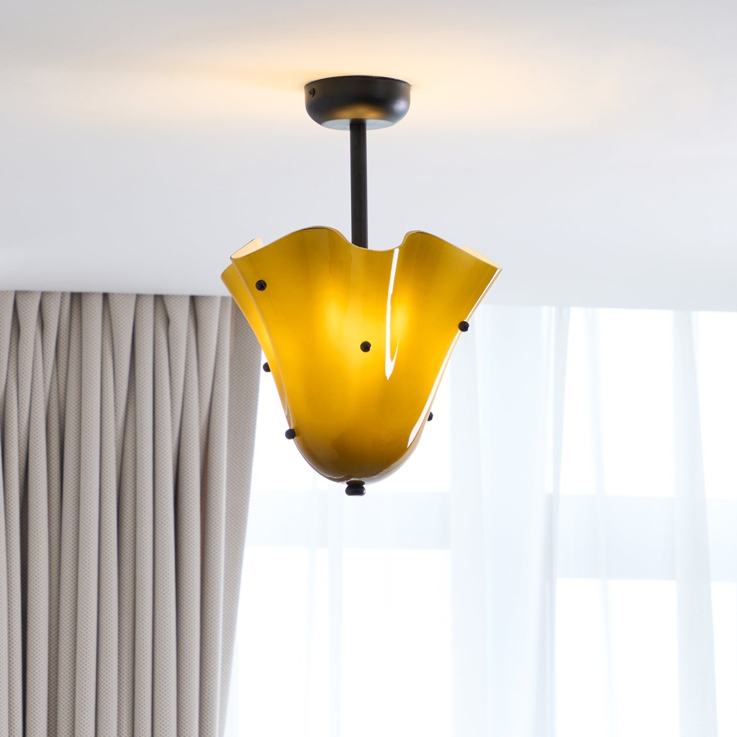Bellina Petal Fold Glass Ceiling Light - Artistic Fixture for Bedroom T282