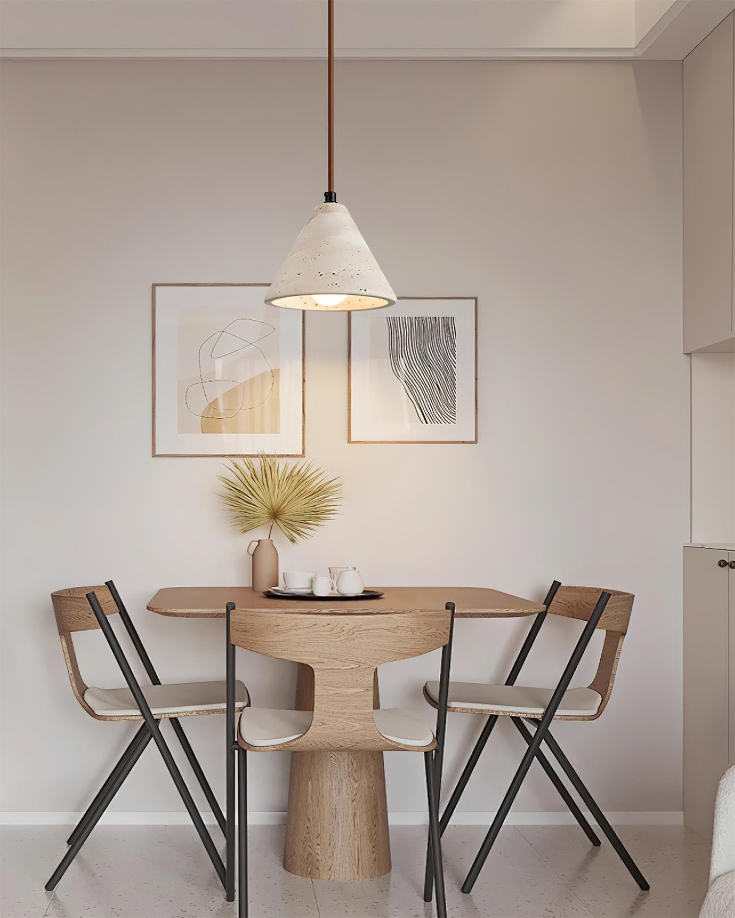 Travertine Cone Pendant Lamp - Minimalist Kitchen Island Light M160