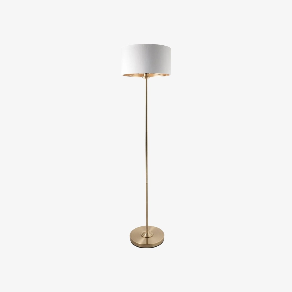 Tela Drum Shade Floor Lamp - Contemporary Fabric Standing Lamp for Home Office T1040
