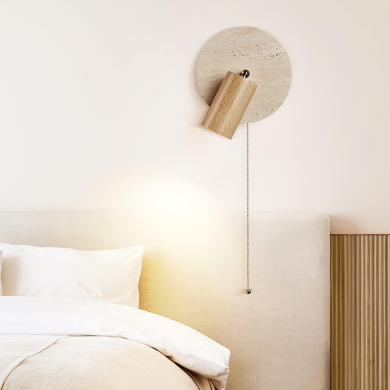 Travertine Round Wall Lamp - Vintage Style for Bedroom M257