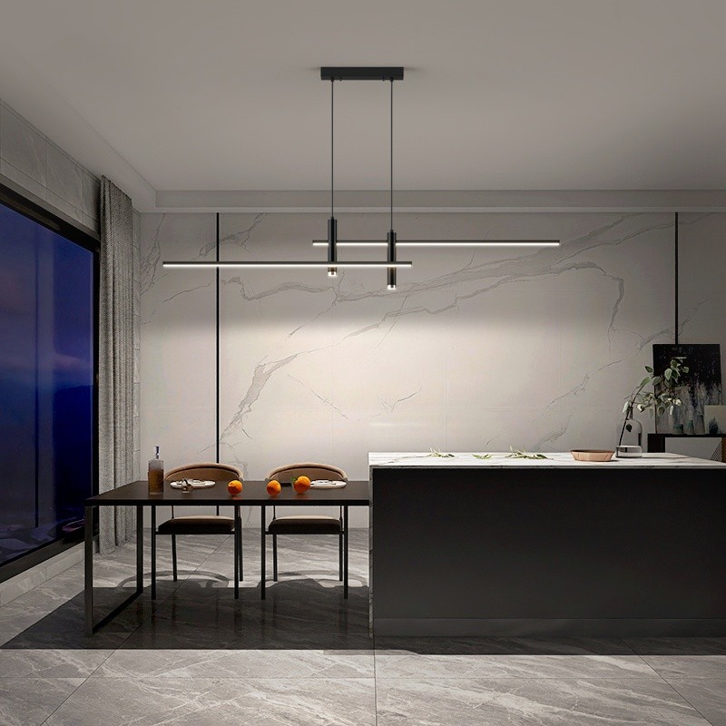 Modern Minimalist Sleek Metal Rod Chandelier M34