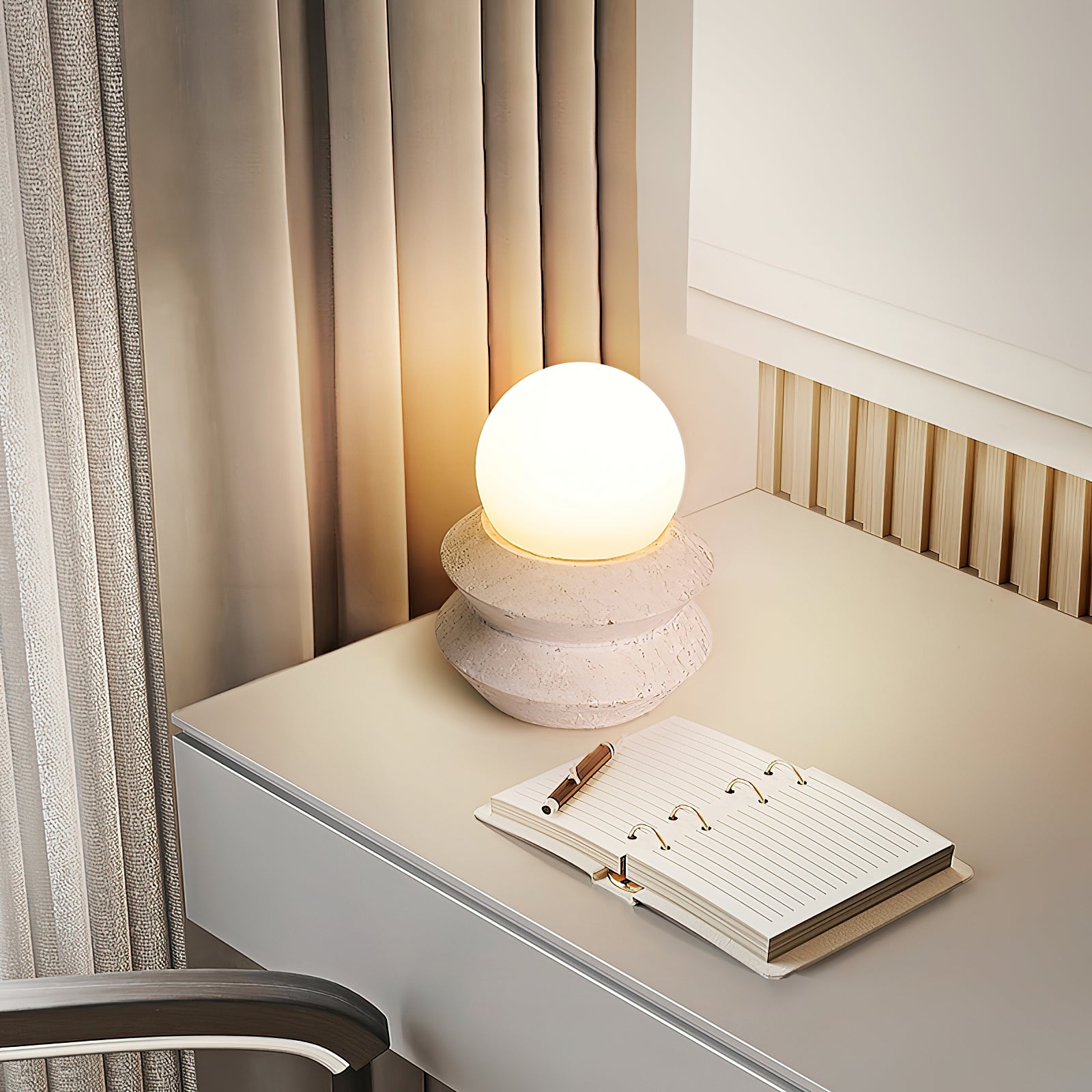 Fin Travertine Table Lamp (Built-in Battery) T1884