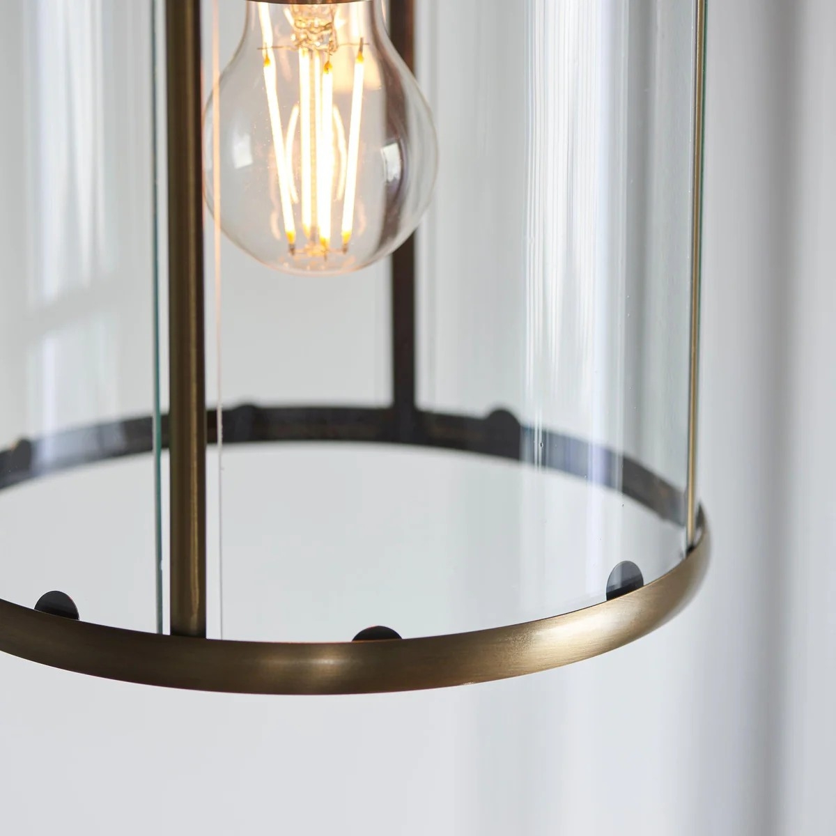 Luxvana Bell Shaped Glass Pendant Light - Industrial Metal Lantern Design Fixture for Kitchen T866