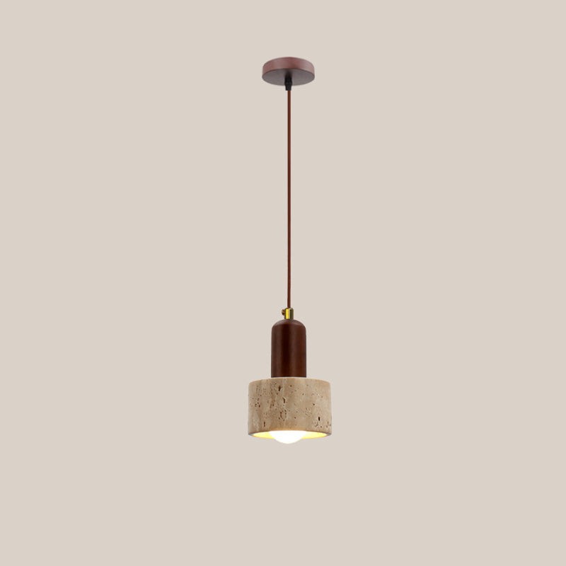 Natural Stone Wood Pendant Light - Minimalist Japanese Dining Lamp M08