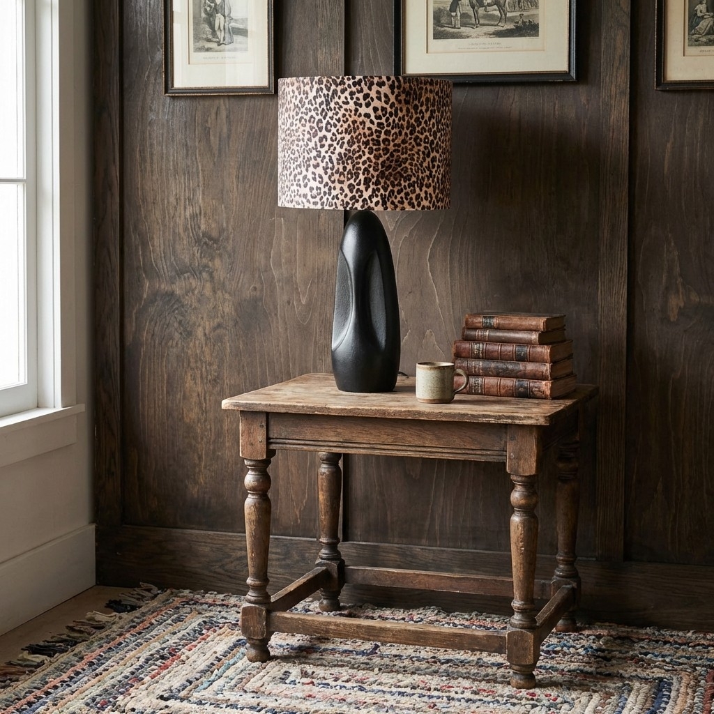 Wildlux Leopard Pattern Statement Drum Lampshade - Decorative Fabric Shade for Home Interiors T1122